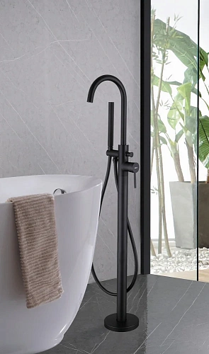 Смеситель для ванны ABBER Wasser Kreis AF8115BN напольный, черный матовый Смеситель для ванны ABBER Wasser Kreis AF8115BN напольный, черный матовый