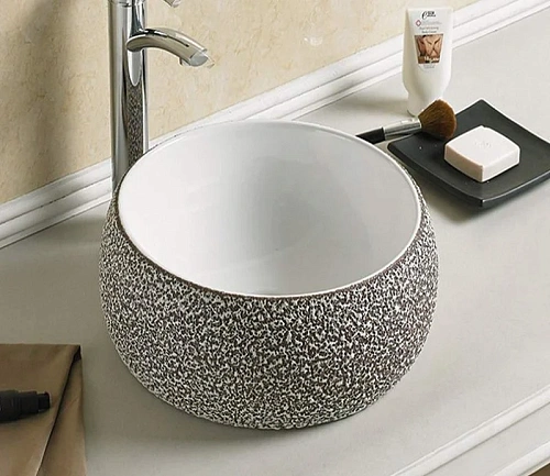 Раковина CeramaLux 78217 накладная, белый/серый Раковина CeramaLux 78217 накладная, белый/серый