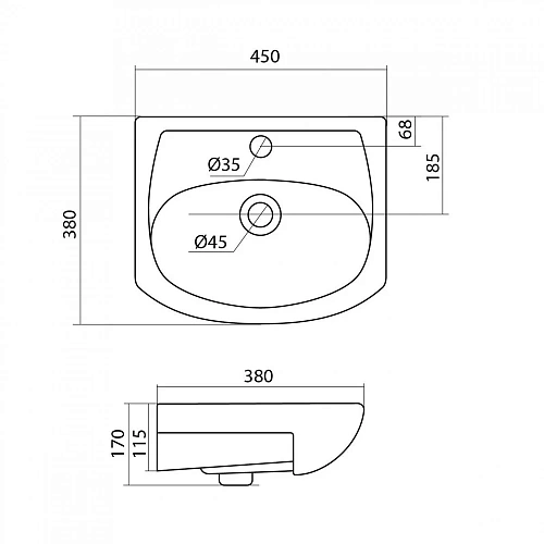 Раковина Santek Азов 45 1WH112449 1.WH11.2.449 Раковина Santek Азов 45 1WH112449 1.WH11.2.449