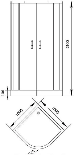 Душевой уголок Aquanet Alfa NAA2142 100x100, R550, прозрачное стекло Душевой уголок Aquanet Alfa NAA2142 100x100, R550, прозрачное стекло