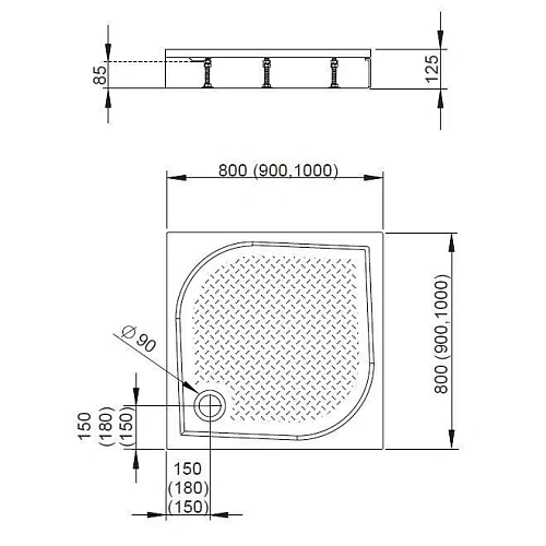 Душевой поддон Radaway Paros C900 MBC9090-03-1 90x90 Душевой поддон Radaway Paros C900 MBC9090-03-1 90x90