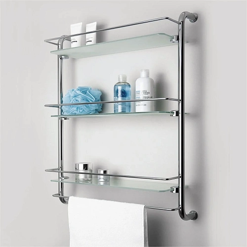 Полка WasserKRAFT K-2033 стеклянная тройная хром Полка WasserKRAFT K-2033 стеклянная тройная хром