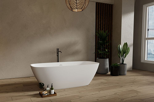 Ванна отдельностоящая ABBER AS9632 165x70,5 универсальная, белая матовая, искусственный камень Ванна отдельностоящая ABBER AS9632 165x70,5 универсальная, белая матовая, искусственный камень