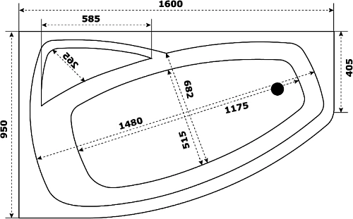 Акриловая ванна STWORKI Монтре 160x95 L, с каркасом 557133 Акриловая ванна STWORKI Монтре 160x95 L, с каркасом 557133