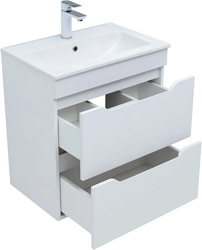 Тумба под раковину Aquanet Практика 60 белый матовый 2 ящика 00330457 напольная/подвесная Тумба под раковину Aquanet Практика 60 белый матовый 2 ящика 00330457 напольная/подвесная
