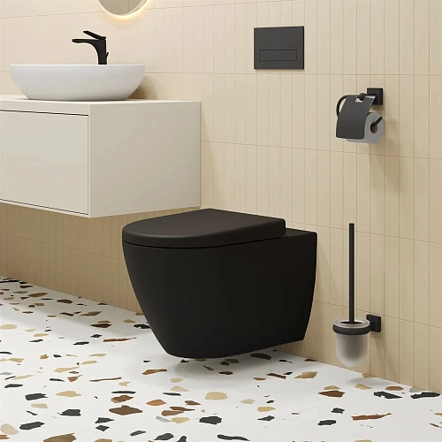 Крышка-сиденье Ambassador Queen 112T20201 (толстое) черное матовое Крышка-сиденье Ambassador Queen 112T20201 (толстое) черное матовое