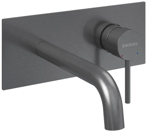 Смеситель для раковины BERGES VENTAS R скрытого монтажа, оружейная сталь 076015 Смеситель для раковины BERGES VENTAS R скрытого монтажа, оружейная сталь 076015