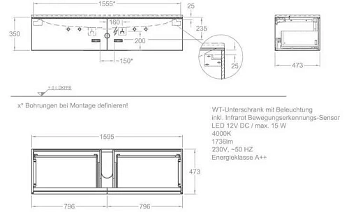 Тумба под раковину Geberit Xeno2 807761000 159,5 см Тумба под раковину Geberit Xeno2 807761000 159,5 см