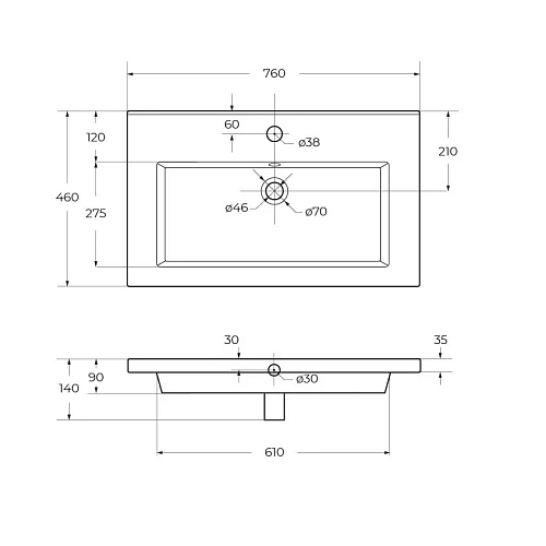 Раковина CEZARES CZR-8070-75 белый 760x460 керамика Раковина CEZARES CZR-8070-75 белый 760x460 керамика