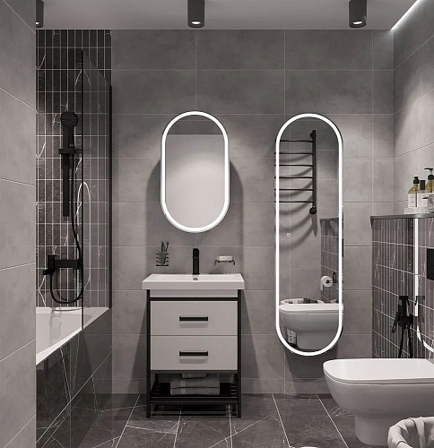 Шкаф-пенал STWORKI Мальмё МВК076 45, с подсветкой, черный 541644 Шкаф-пенал STWORKI Мальмё МВК076 45, с подсветкой, черный 541644