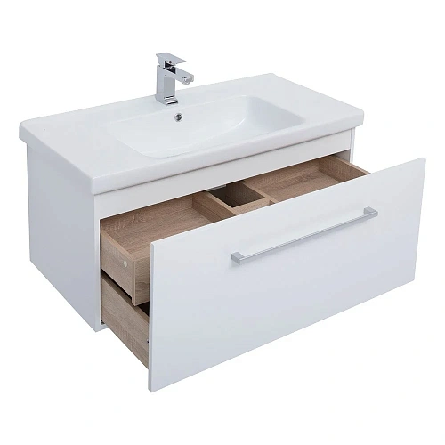 Тумба под раковину DREJA BIG INN, 100 см, подвесная, 1 ящик + выдвижной внутренний ящик, белый гляне 77.0205W Тумба под раковину DREJA BIG INN, 100 см, подвесная, 1 ящик + выдвижной внутренний ящик, белый гляне 77.0205W