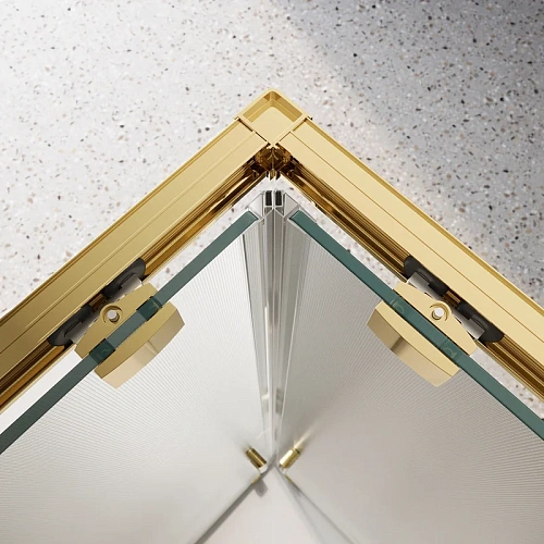 Душевой уголок BelBagno LUCE-A-2-90-P-ORO 90x90 см, профиль золото, стекло рифленая Душевой уголок BelBagno LUCE-A-2-90-P-ORO 90x90 см, профиль золото, стекло рифленая