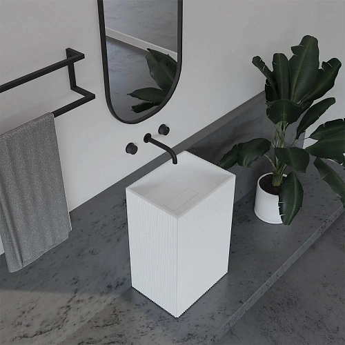 Раковина ABBER Stein AS2503-H отдельностоящая, белая матовая Раковина ABBER Stein AS2503-H отдельностоящая, белая матовая