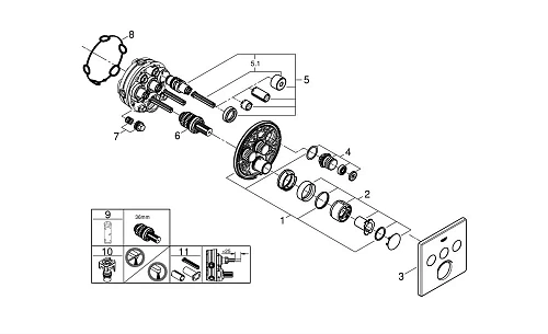 Смеситель для душа GROHE Grohtherm SmartControl на 3 выхода, хром (29149000) внешняя часть Смеситель для душа GROHE Grohtherm SmartControl на 3 выхода, хром (29149000) внешняя часть