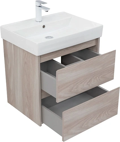 Тумба под раковину Aquanet Nova Lite 60 орех светлый (2 ящика) 00287884 Тумба под раковину Aquanet Nova Lite 60 орех светлый (2 ящика) 00287884
