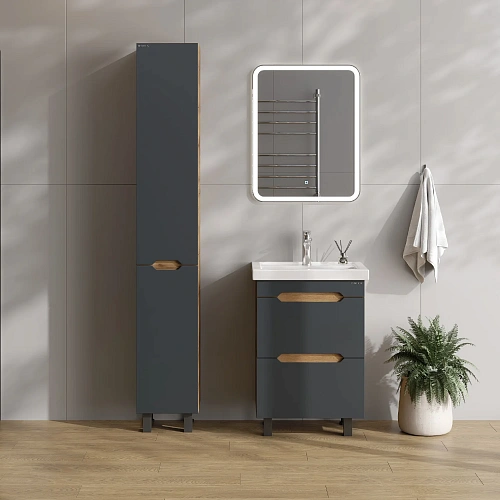 Тумба под раковину Onika Айленд 50 см 105042 напольная, графит/дуб крафт золотой (для Фостер 50) Тумба под раковину Onika Айленд 50 см 105042 напольная, графит/дуб крафт золотой (для Фостер 50)