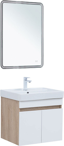 Тумба под раковину Aquanet Оптима 60 00344799 дуб светлый/белый сатин Тумба под раковину Aquanet Оптима 60 00344799 дуб светлый/белый сатин