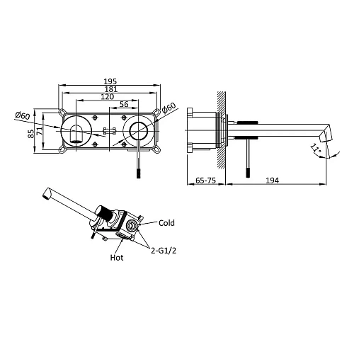Смеситель для раковины Vincea Desire VBFW-1D1GM встраиваемый вороненая сталь Смеситель для раковины Vincea Desire VBFW-1D1GM встраиваемый вороненая сталь
