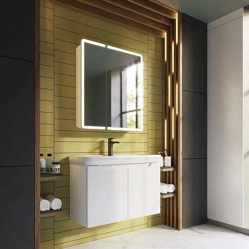 Зеркальный шкаф DREJA POINT, 70 см, 2 дверцы, 2 стеклянные полки, инфракрасный выключатель, LED-подс 99.9033 Зеркальный шкаф DREJA POINT, 70 см, 2 дверцы, 2 стеклянные полки, инфракрасный выключатель, LED-подс 99.9033