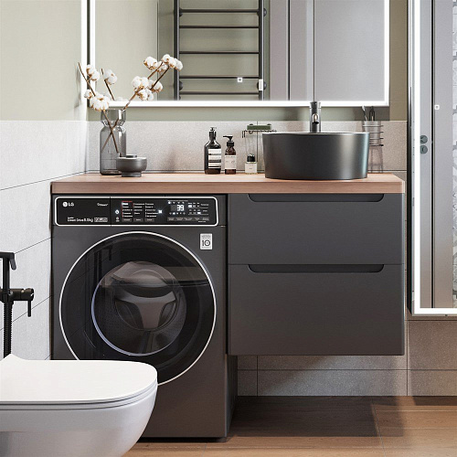 Тумба с раковиной STWORKI Берген 60 серая с темной столешницей 122, с раковиной на выбор, L 549640 Тумба с раковиной STWORKI Берген 60 серая с темной столешницей 122, с раковиной на выбор, L 549640