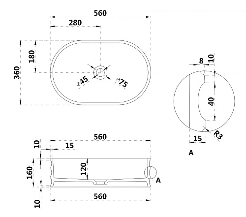 Раковина ABBER Stein AS2650 накладная, белая матовая Раковина ABBER Stein AS2650 накладная, белая матовая