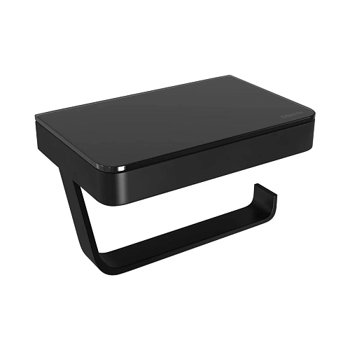 Держатель туалетной бумаги Lemark GLASS LINE с полкой, чёрный матовый/черное стекло 9722030 Держатель туалетной бумаги Lemark GLASS LINE с полкой, чёрный матовый/черное стекло 9722030