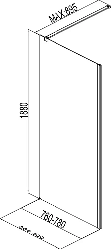Боковая стенка Aquanet Cinetic AE12-F-80H190U-CT 800, прозрачное стекло Боковая стенка Aquanet Cinetic AE12-F-80H190U-CT 800, прозрачное стекло