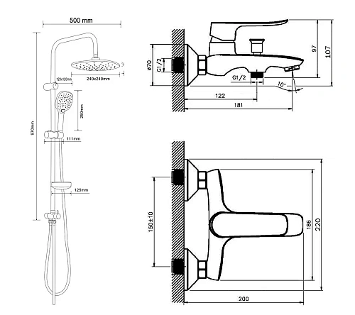 Душевая система Agger Nice A2595000 с изливом, хром Душевая система Agger Nice A2595000 с изливом, хром