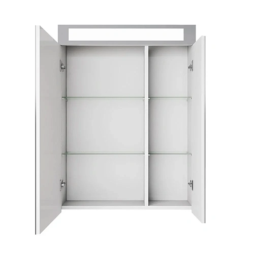 Зеркальный шкаф DREJA UNI, 60 см, 2 дверцы, 4 стеклянные полки, с подсветкой и выключателем, белый 9 99.9001 Зеркальный шкаф DREJA UNI, 60 см, 2 дверцы, 4 стеклянные полки, с подсветкой и выключателем, белый 9 99.9001