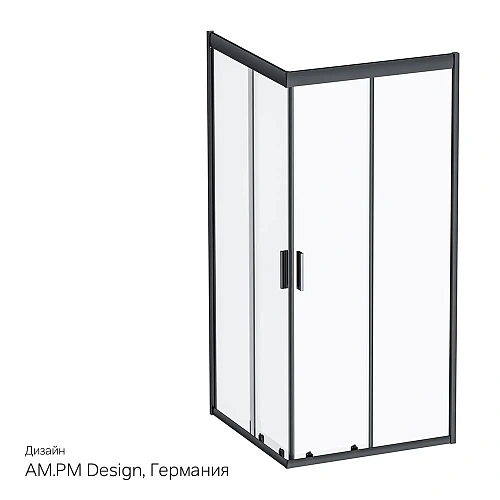 Душевой уголок AM.PM Gem W90G-403-090BT Slide 90x90 стекло прозрачное, профиль черный матовый Душевой уголок AM.PM Gem W90G-403-090BT Slide 90x90 стекло прозрачное, профиль черный матовый