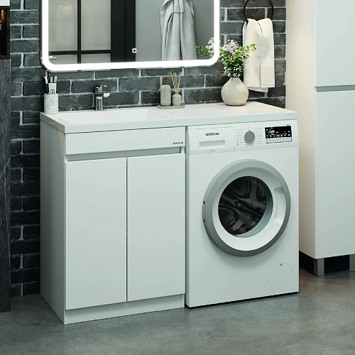 Тумба под раковину Onika Милтон Нова 48 см 104803 напольная под стиральную машину, белая, разборная (для Марсал 110) Тумба под раковину Onika Милтон Нова 48 см 104803 напольная под стиральную машину, белая, разборная (для Марсал 110)