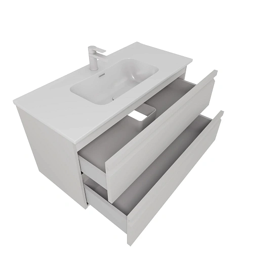 Тумба с раковиной Aquatek ВЕГА 100см AQ77100-LG серый туман, подвесная Тумба с раковиной Aquatek ВЕГА 100см AQ77100-LG серый туман, подвесная