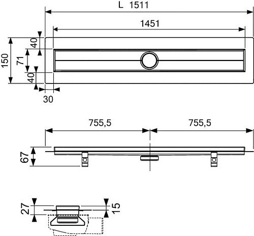 Душевой лоток TECE TECEdrainline, прямой, 150 см 601500 Душевой лоток TECE TECEdrainline, прямой, 150 см 601500