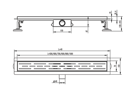 Душевой лоток Raglo R651.60.09 70x600мм графит Душевой лоток Raglo R651.60.09 70x600мм графит