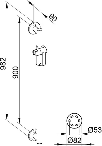 Душевая штанга Keuco Plan Care 34912010900, 982 мм, хром Душевая штанга Keuco Plan Care 34912010900, 982 мм, хром