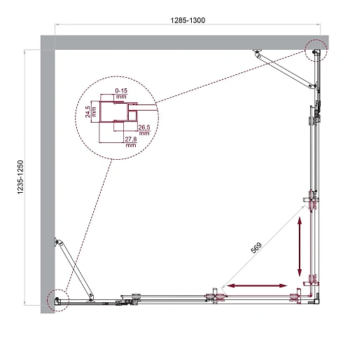 Душевой уголок BelBagno LUCE-AH-22-130/125-C-Cr Душевой уголок BelBagno LUCE-AH-22-130/125-C-Cr