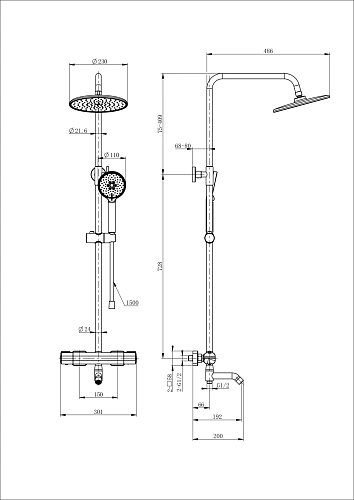 Душевая система Wonzon & Woghand с термостатом, брашированное золото (WW-B3051-A1-BG) Душевая система Wonzon & Woghand с термостатом, брашированное золото (WW-B3051-A1-BG)