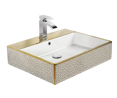 Раковина Creavit Next NX270-00CB00E-DW00 белая/золотой декор 70 см Раковина Creavit Next NX270-00CB00E-DW00 белая/золотой декор 70 см