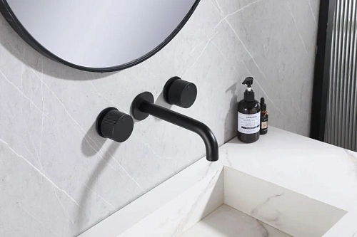 Смеситель для раковины ABBER Wasser Kreis AF81122B скрытого монтажа, черный матовый Смеситель для раковины ABBER Wasser Kreis AF81122B скрытого монтажа, черный матовый