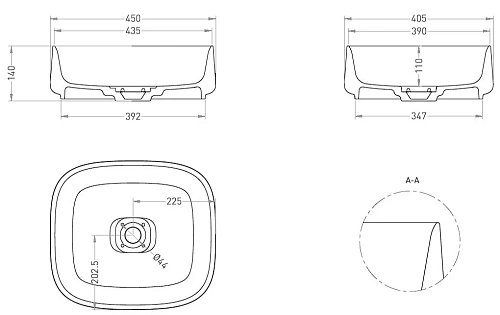 Раковина Salini ORIENTE BOWL 1109102M 450x405 накладная S-Sense Раковина Salini ORIENTE BOWL 1109102M 450x405 накладная S-Sense