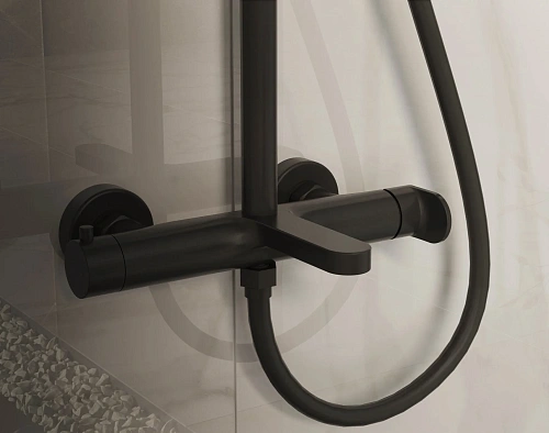 Душевая система Vincea Rondo VSFS-1R1MB с изливом, черный матовый Душевая система Vincea Rondo VSFS-1R1MB с изливом, черный матовый