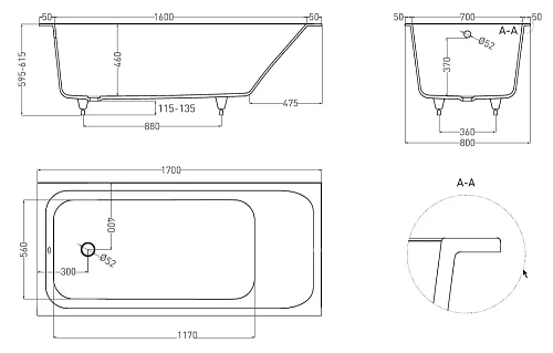 Ванна из искусственного камня Salini ORLANDA 170х80 102016M S-Sense Ванна из искусственного камня Salini ORLANDA 170х80 102016M S-Sense