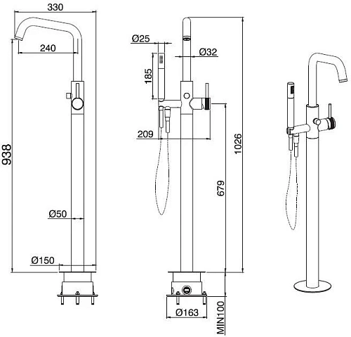 Смеситель для ванны с душем Allen Brau Priority 5.31008-31 Смеситель для ванны с душем Allen Brau Priority 5.31008-31