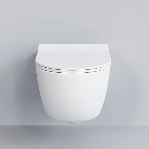 Унитаз подвесной Abner 103T20101R (545x360x330) белый матовый безободковый с тонкой крышкой 103T20101R-102T20101S Унитаз подвесной Abner 103T20101R (545x360x330) белый матовый безободковый с тонкой крышкой 103T20101R-102T20101S