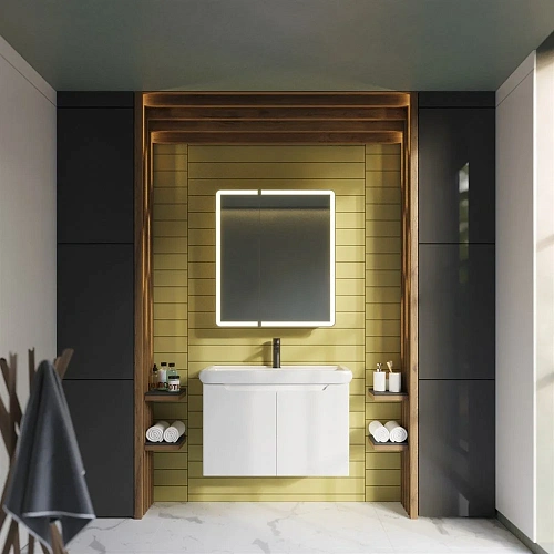 Зеркальный шкаф DREJA POINT, 70 см, 2 дверцы, 2 стеклянные полки, инфракрасный выключатель, LED-подс 99.9033 Зеркальный шкаф DREJA POINT, 70 см, 2 дверцы, 2 стеклянные полки, инфракрасный выключатель, LED-подс 99.9033