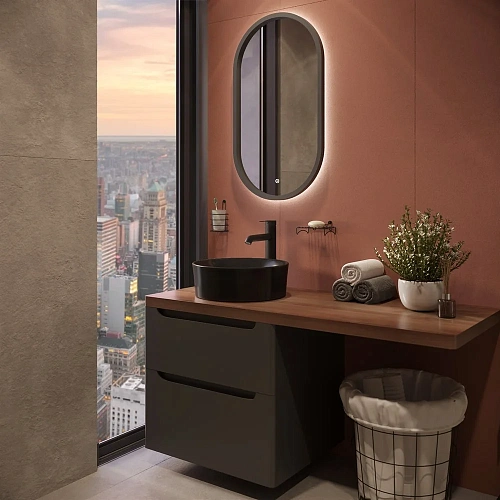 Комплект мебели STWORKI Берген 60 серая с темной столешницей 122, с раковиной на выбор 567933 Комплект мебели STWORKI Берген 60 серая с темной столешницей 122, с раковиной на выбор 567933