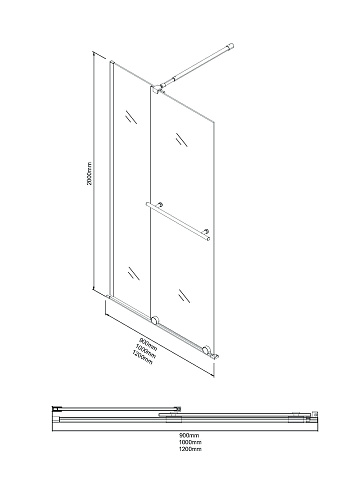 Душевая перегородка Niagara Nova NG-671-90BLACK (90х200) черный матовый, раздвижная, стекло прозрачное Душевая перегородка Niagara Nova NG-671-90BLACK (90х200) черный матовый, раздвижная, стекло прозрачное