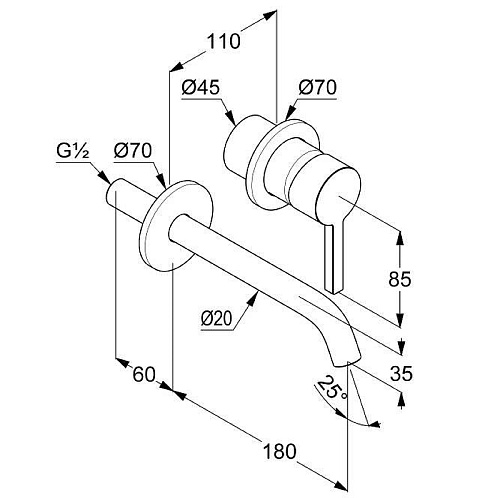 Смеситель для раковины Kludi NOVA FONTE 20244N215 настенный для внутренней части 38243 оружейная сталь Смеситель для раковины Kludi NOVA FONTE 20244N215 настенный для внутренней части 38243 оружейная сталь
