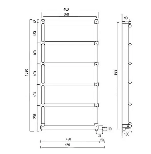 Полотенцесушитель электрический Margaroli Sole (Соле) 370-542-6 Box 5423706CRNB, 37 x 102 см Полотенцесушитель электрический Margaroli Sole (Соле) 370-542-6 Box 5423706CRNB, 37 x 102 см
