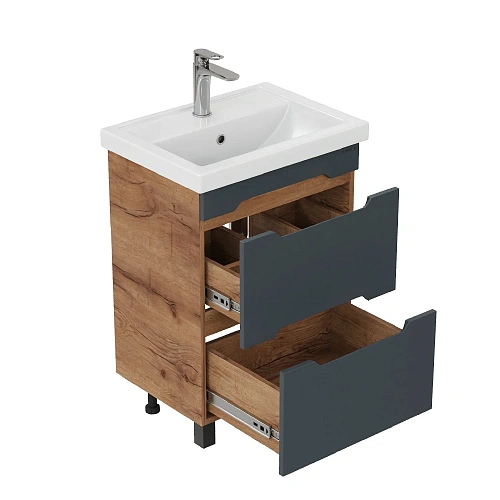 Тумба под раковину Onika Айленд 50 см 105042 напольная, графит/дуб крафт золотой (для Фостер 50) Тумба под раковину Onika Айленд 50 см 105042 напольная, графит/дуб крафт золотой (для Фостер 50)